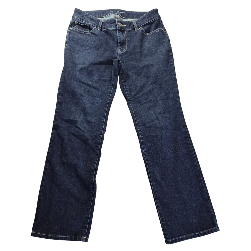 Chicos Straight Leg Jean 0S Womens Size 0 Short Dark Wash Denim Stretch Classic